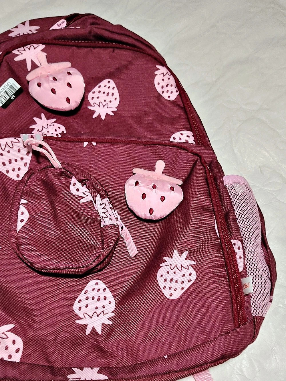 Strawberry Print Backpack in Pink & Red